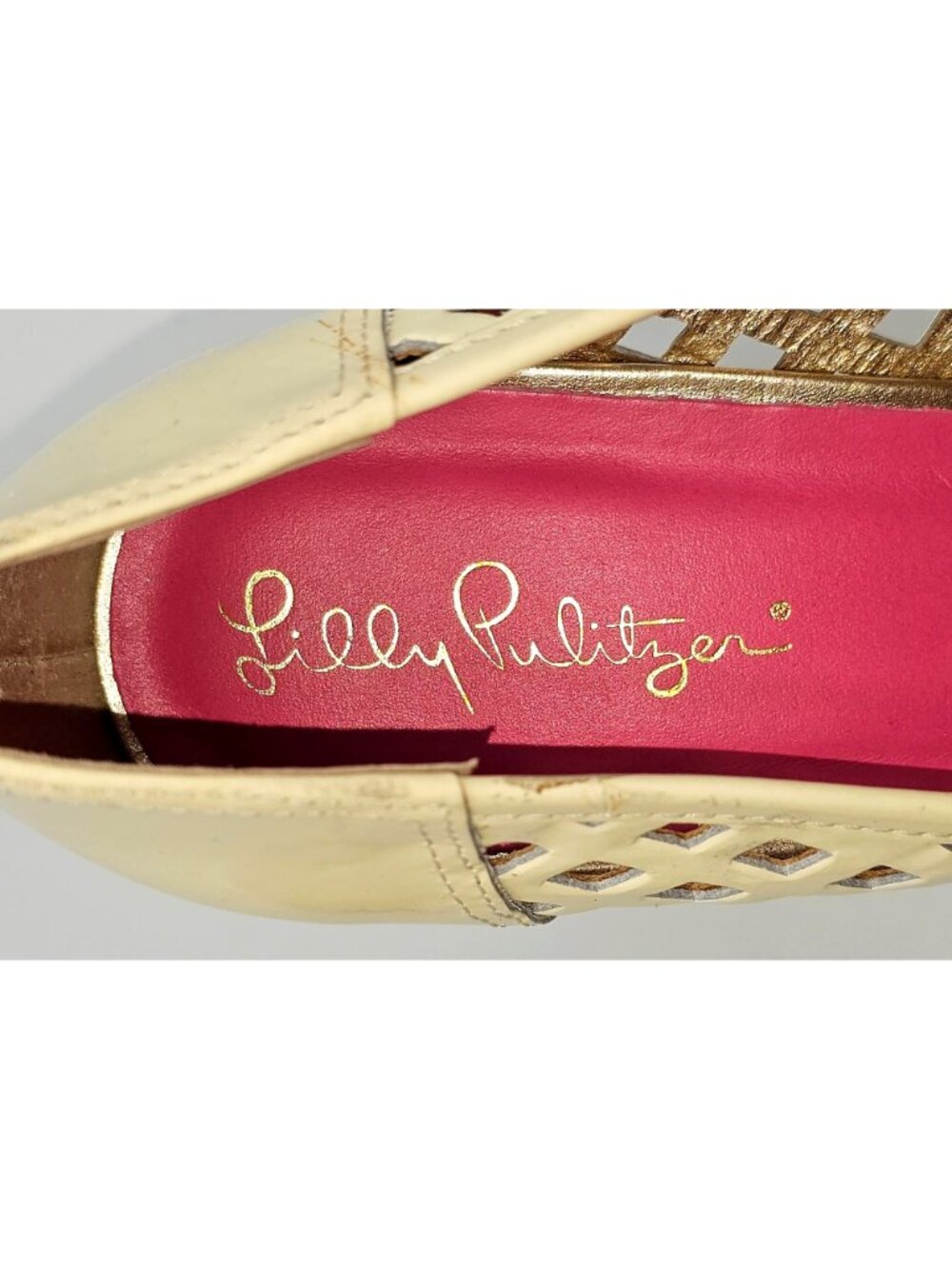 Lilly Pulitzer Women's Ivory Leather Resort Chic Basketweave Sandals Sz 8.5 2315 - Picture 11 of 16